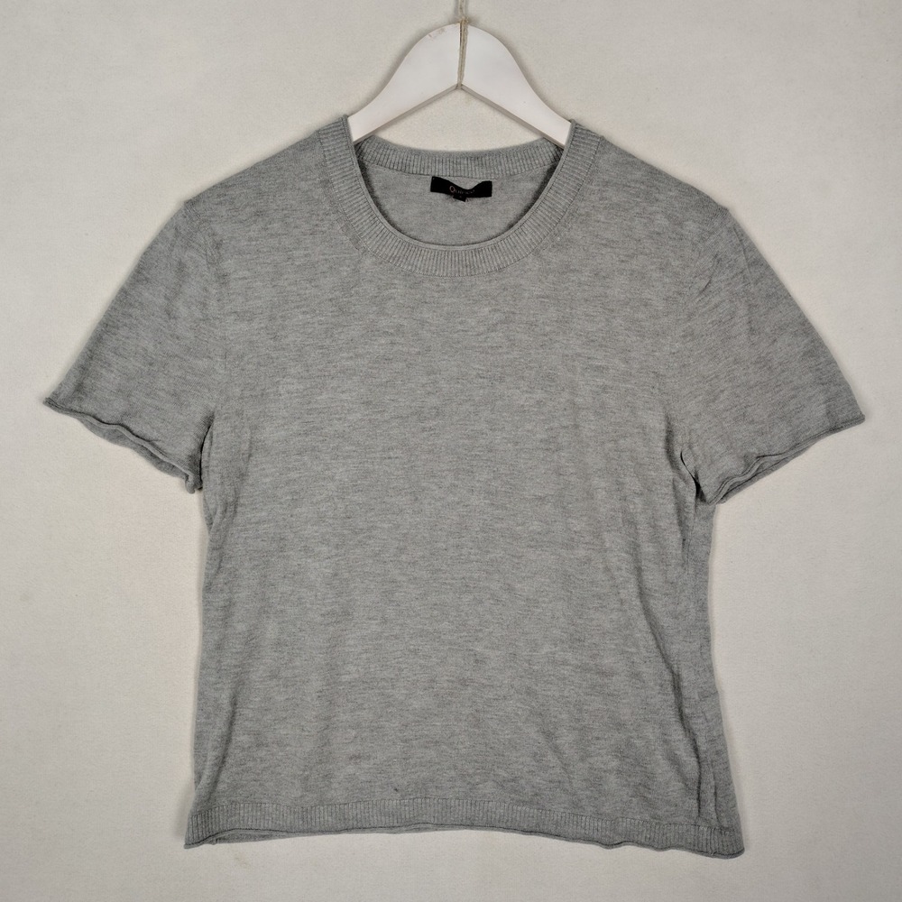 Quince Gray Organic Cotton Ecovero Viscose Cashmere Short Sleeve Sweater Tee S